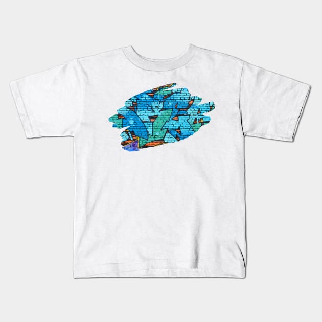 Graffiti Splash Art Print Blue Kids T-Shirt by Auto-Prints